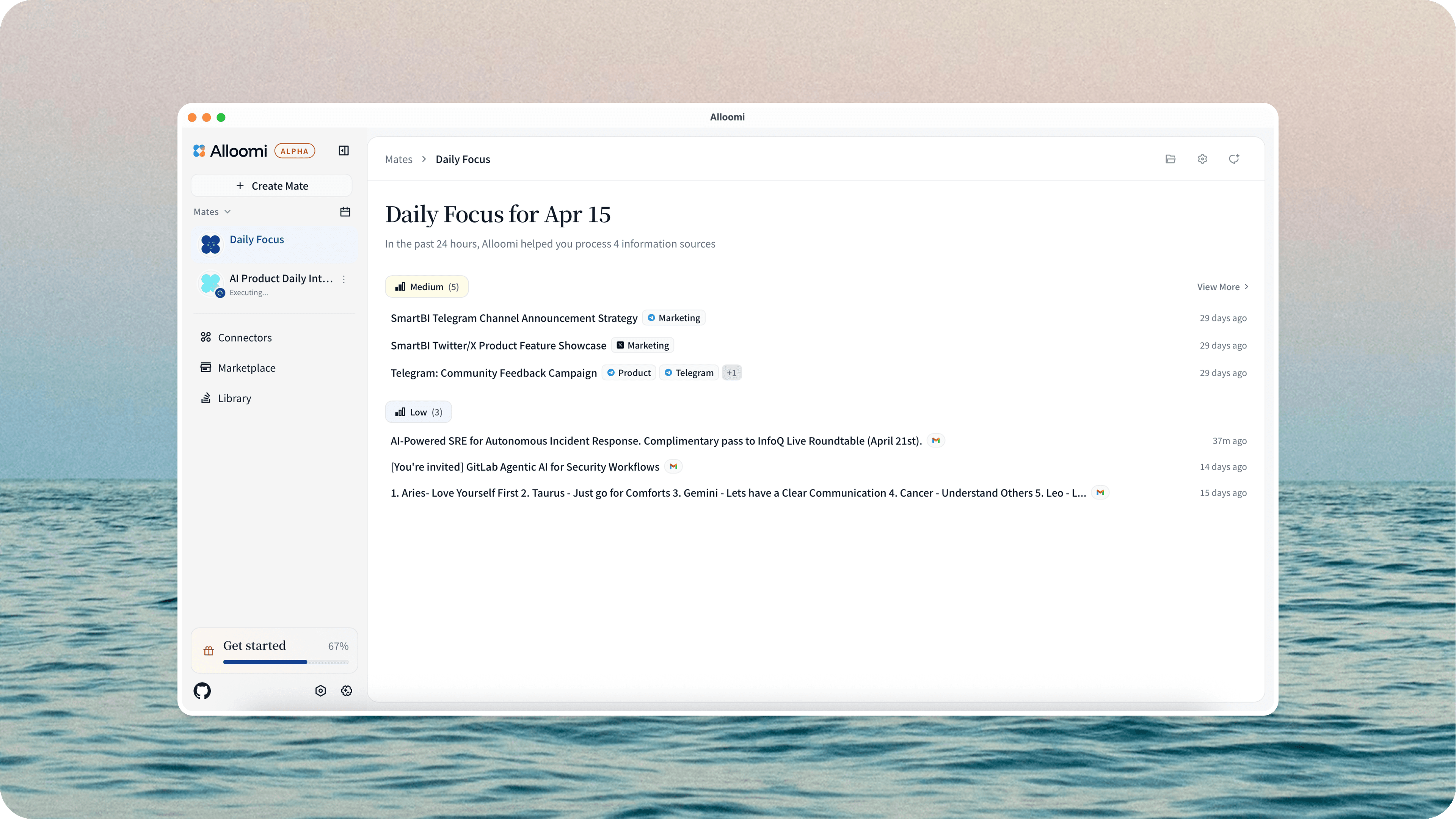 Alloomi main workspace preview
