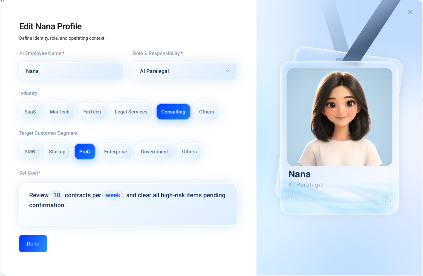 Alloomi digital paralegal employee profile